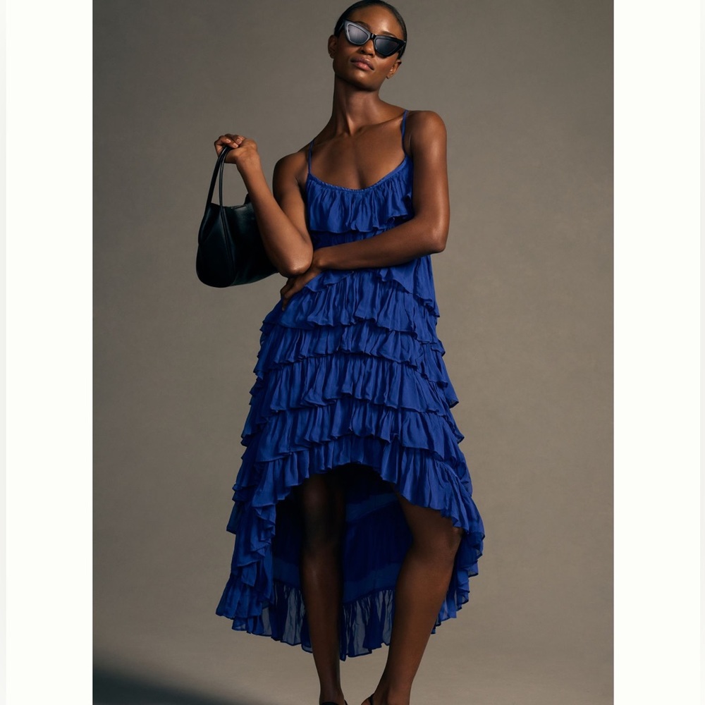 NWT Anthropologie Tiered Ruffle High-Low Dress Size Large